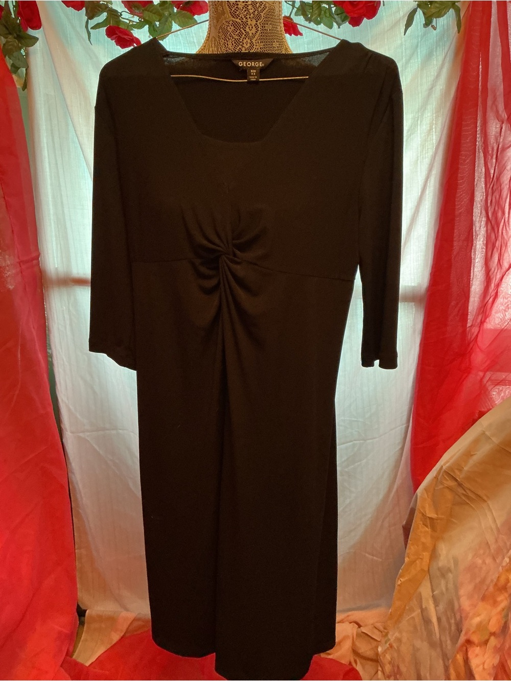 George Black Twist-Front Midi Dress